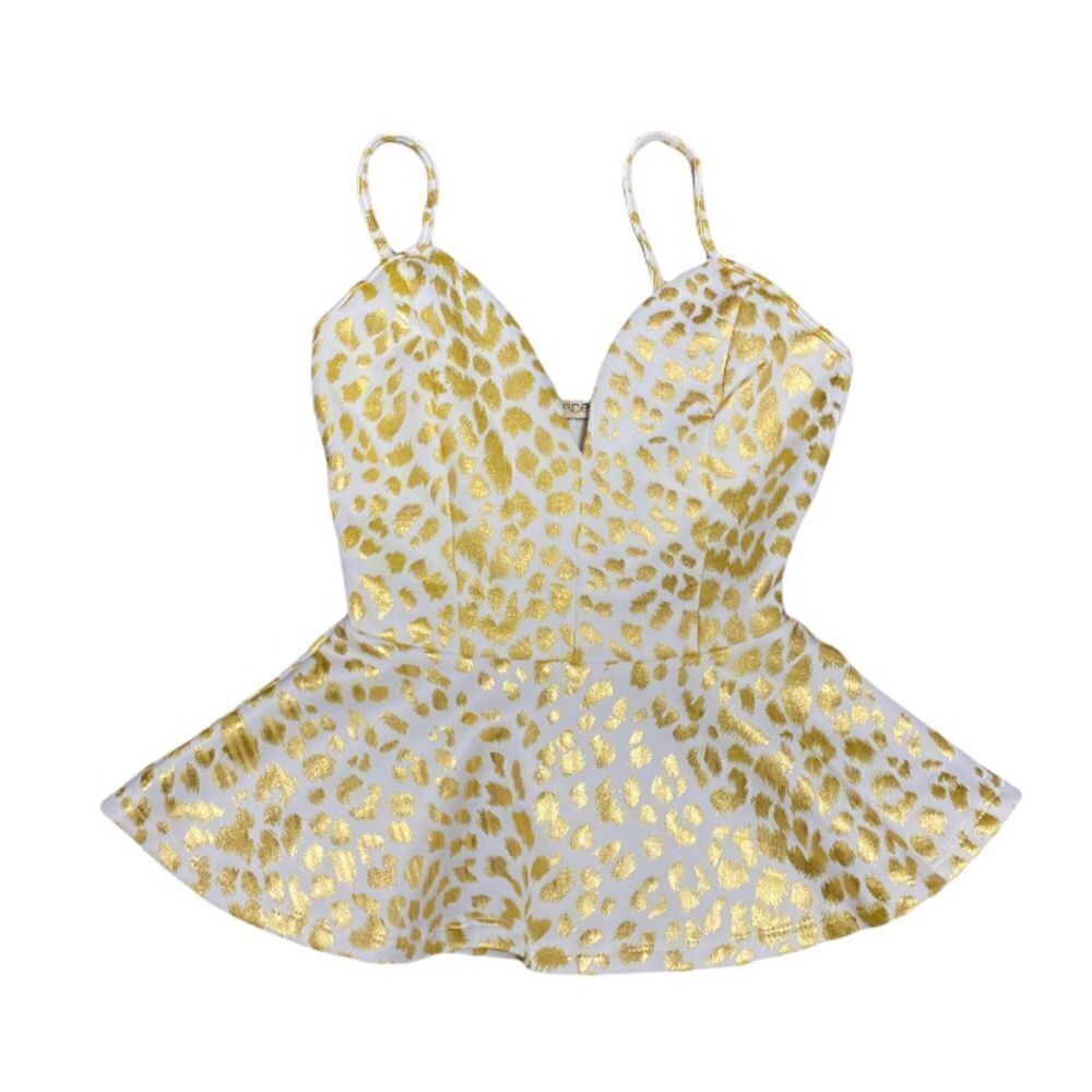Arden B. Gold Spaghetti Strap Sweetheart Neckline Peplum Top Size XS NWT